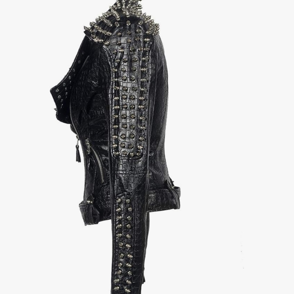 Women's Black Studded Leather Jacket